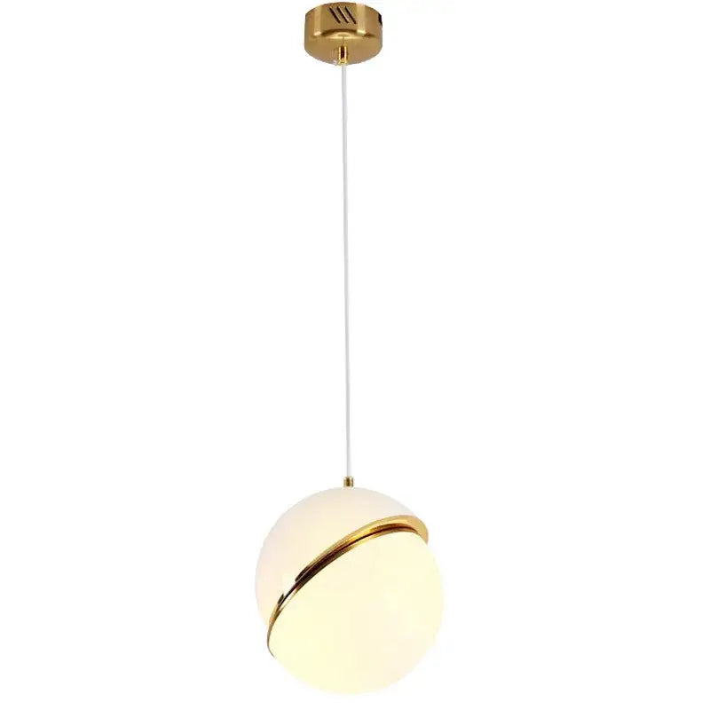 Spherical white and gold lustre led pendant light living room