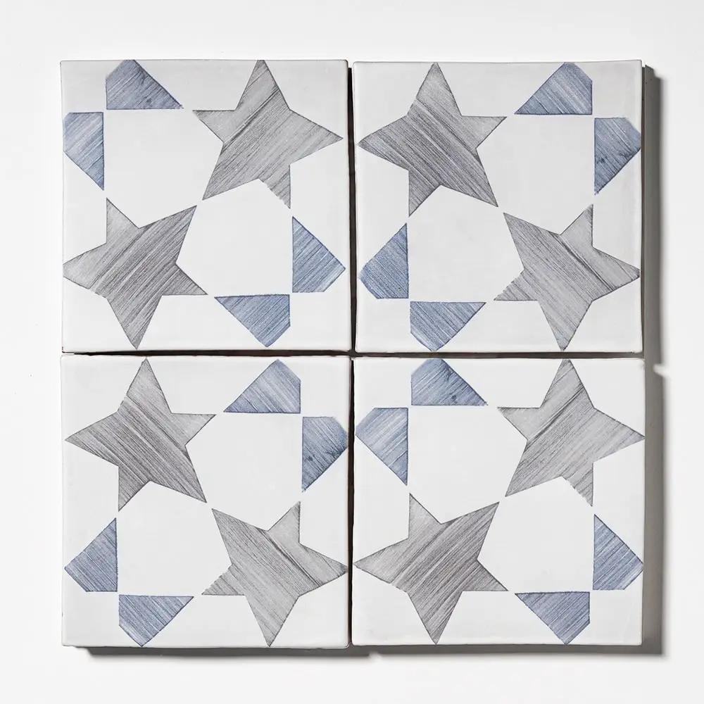 Spinning Stars Matte Glazed Terracotta Tiles 6x6