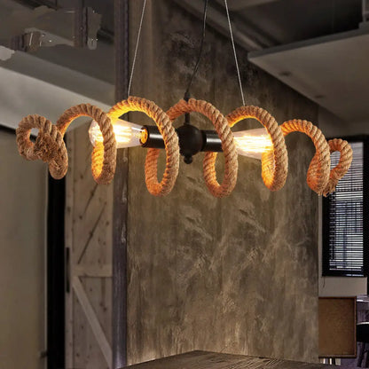 DecorBites™ Spiral 2-Head Rope Pendant Island Light in Black for Dining Room