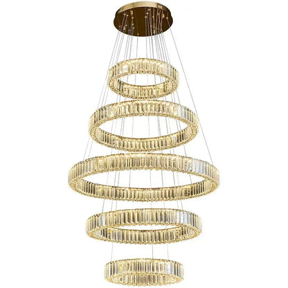 Spiral gold crystal chandelier pendant light for living room
