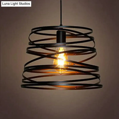 Spiral spring suspension pendant light black & white dining room
