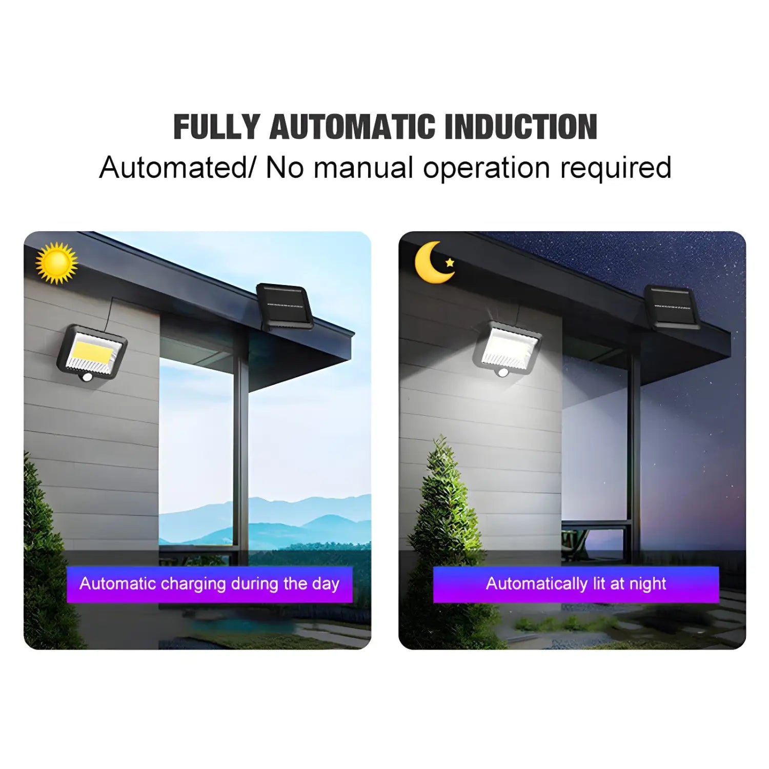 Split LED Solar Wall Light with Motion Sensor & Remote for Outdoor