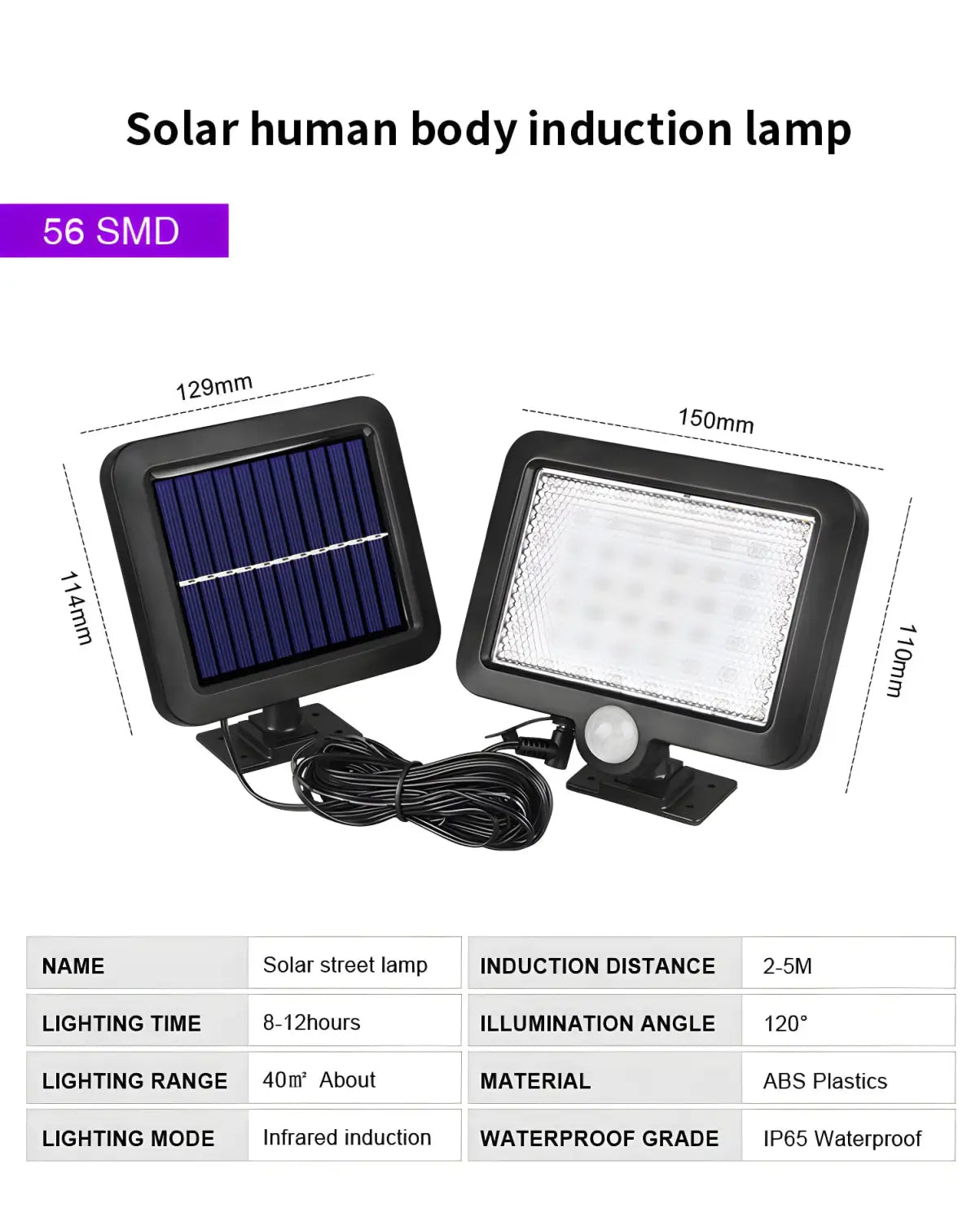 Split LED Solar Wall Light with Motion Sensor & Remote for Outdoor