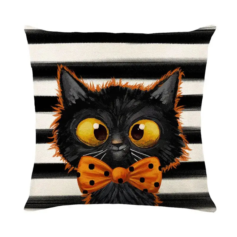 Spooky halloween pumpkin linen cushion cover set for living room sofa