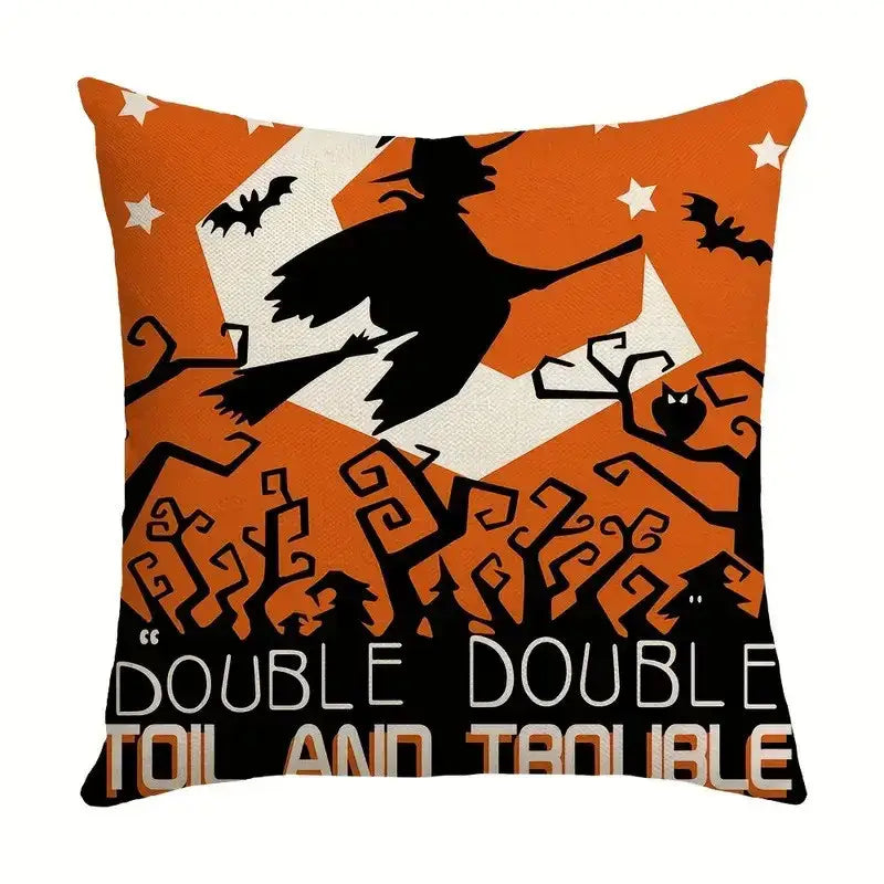 Spooky halloween pumpkin linen cushion cover set for living room sofa