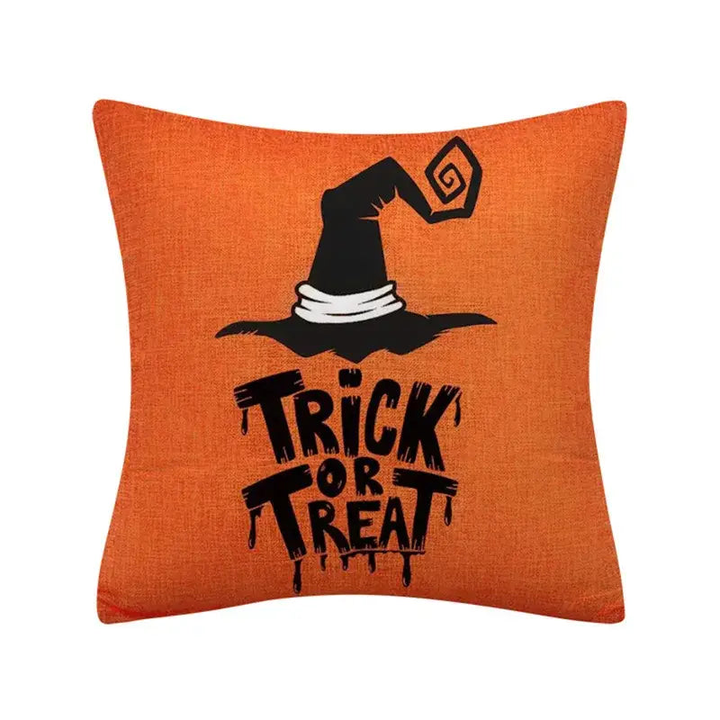 Spooky halloween pumpkin linen cushion cover set for living room sofa