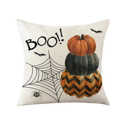 Spooky halloween pumpkin linen cushion cover set for living room sofa