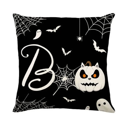 Spooky halloween pumpkin linen cushion cover set for living room sofa