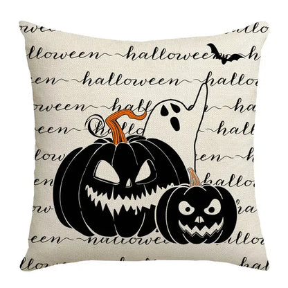 Spooky halloween pumpkin linen cushion cover set for living room sofa