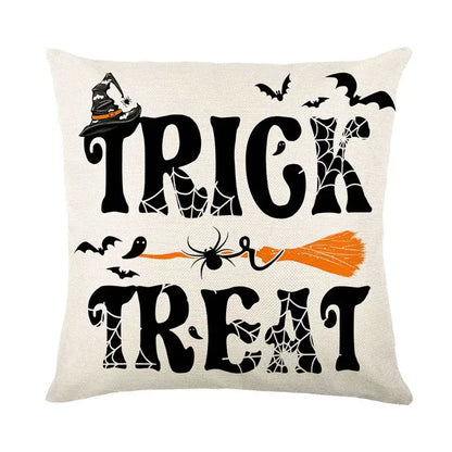 Spooky halloween pumpkin linen cushion cover set for living room sofa