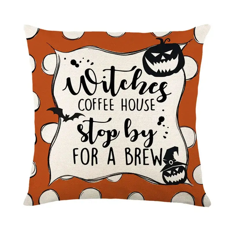 Spooky halloween pumpkin linen cushion cover set for living room sofa