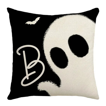 Spooky halloween pumpkin linen cushion cover set for living room sofa