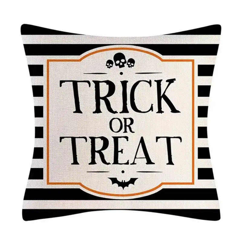 Spooky halloween pumpkin linen cushion cover set for living room sofa