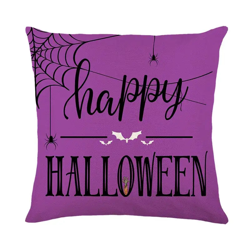 Spooky halloween pumpkin linen cushion cover set for living room sofa