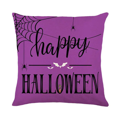 Spooky halloween pumpkin linen cushion cover set for living room sofa