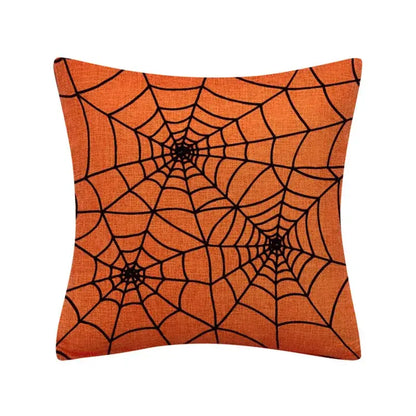 Spooky halloween pumpkin linen cushion cover set for living room sofa