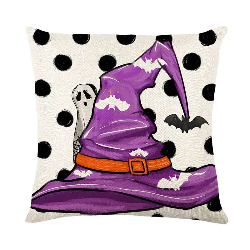 Spooky halloween pumpkin linen cushion cover set for living room sofa