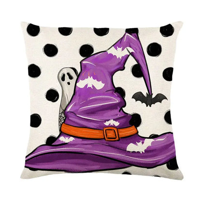 Spooky halloween pumpkin linen cushion cover set for living room sofa