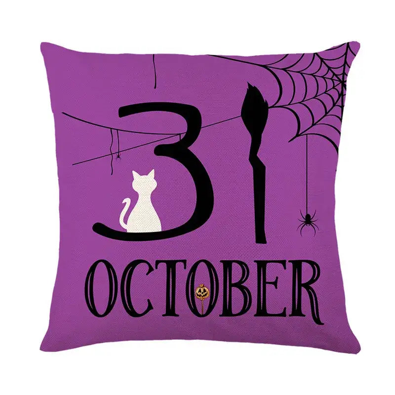 Spooky halloween pumpkin linen cushion cover set for living room sofa