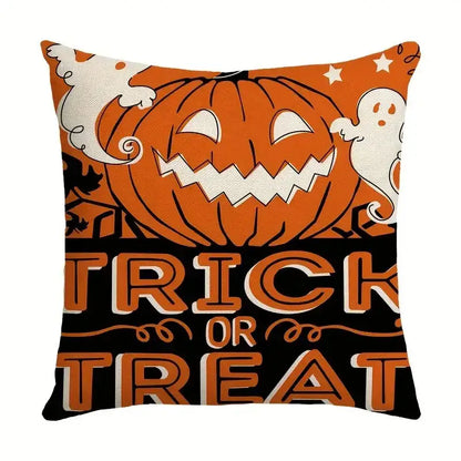 Spooky halloween pumpkin linen cushion cover set for living room sofa