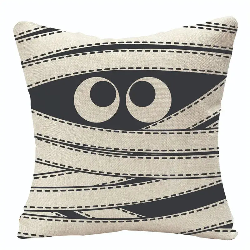 Spooky halloween pumpkin linen cushion cover set for living room sofa