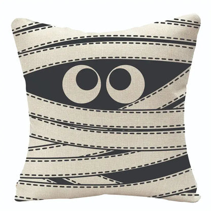 Spooky halloween pumpkin linen cushion cover set for living room sofa