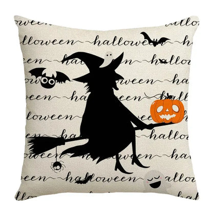 Spooky halloween pumpkin linen cushion cover set for living room sofa