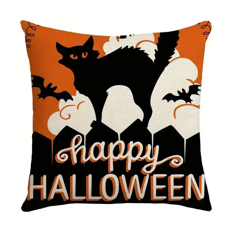 Spooky halloween pumpkin linen cushion cover set for living room sofa