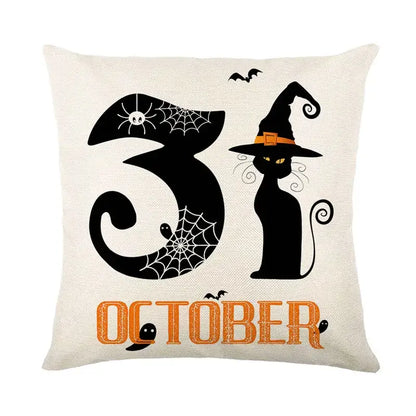 Spooky halloween pumpkin linen cushion cover set for living room sofa