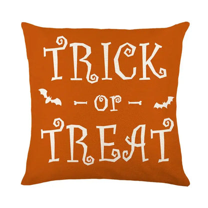 Spooky halloween pumpkin linen cushion cover set for living room sofa