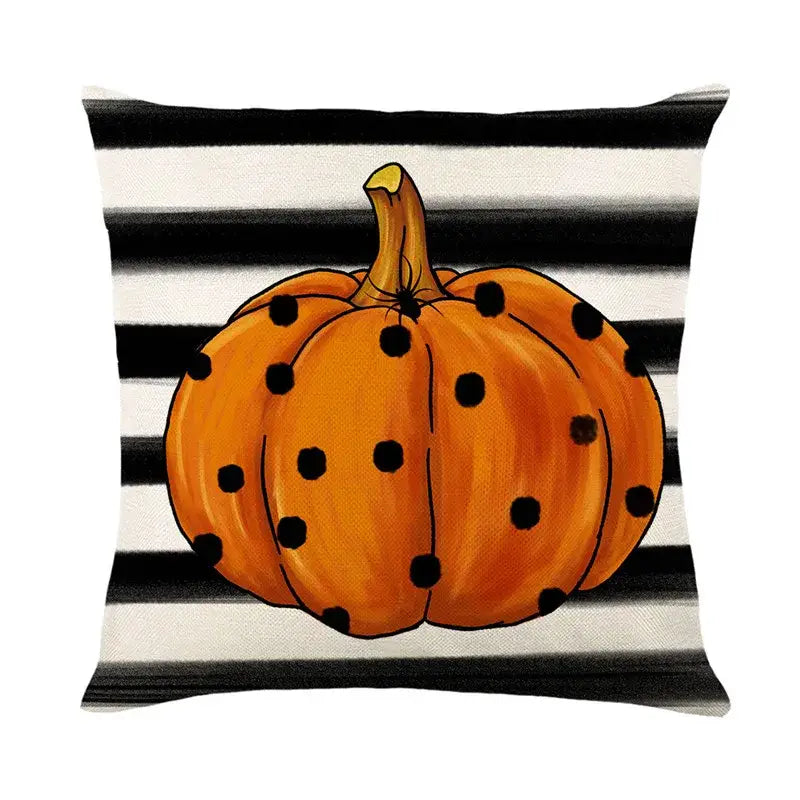 Spooky halloween pumpkin linen cushion cover set for living room sofa
