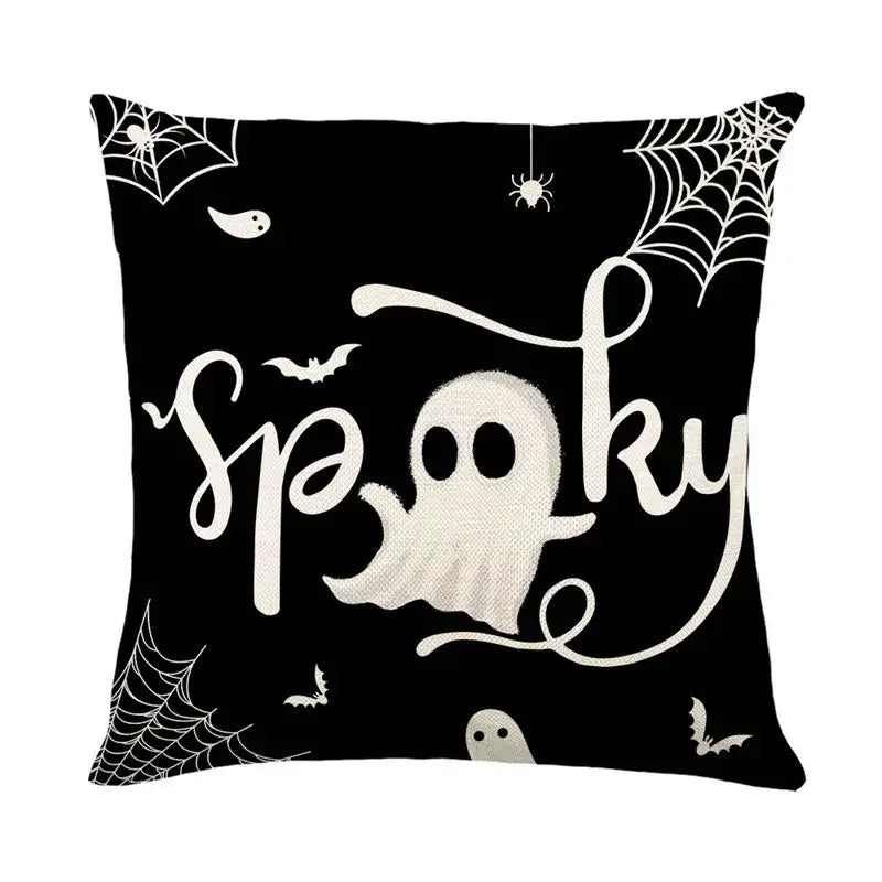 Spooky halloween pumpkin linen cushion cover set for living room sofa