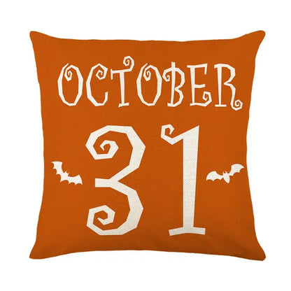 Spooky halloween pumpkin linen cushion cover set for living room sofa