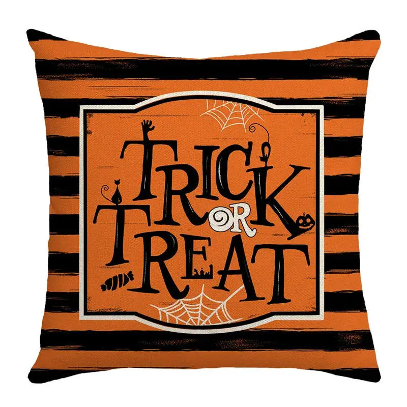 Spooky halloween pumpkin linen cushion cover set for living room sofa