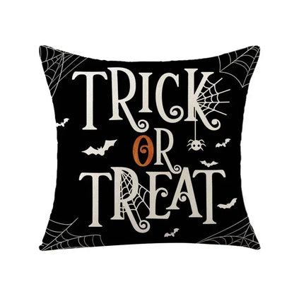 Spooky halloween pumpkin linen cushion cover set for living room sofa