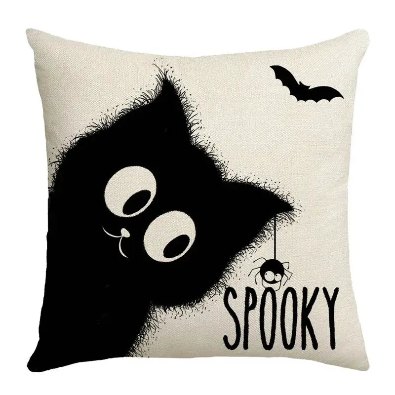 Spooky halloween pumpkin linen cushion cover set for living room sofa