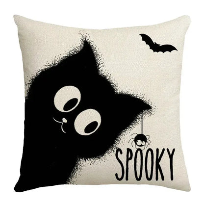 Spooky halloween pumpkin linen cushion cover set for living room sofa