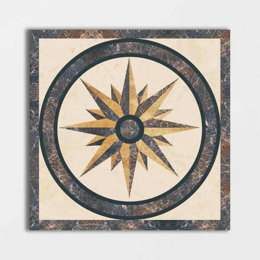 Square Aluminum Backed Multi Finish North Star Marble Medallions 36