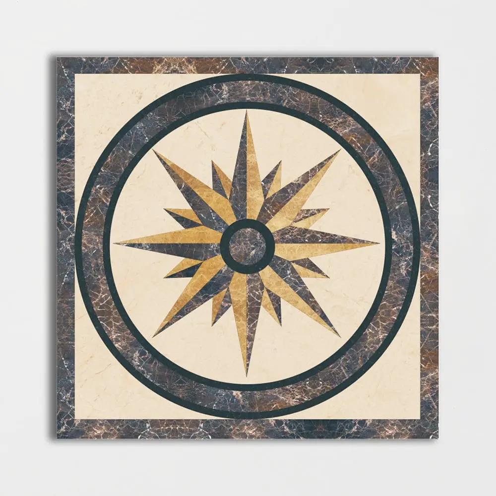 Square Aluminum Backed Multi Finish North Star Marble Medallions 48
