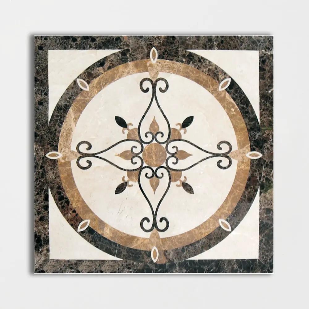 Square Aluminum Backed Multi Finish Primavera Marble Medallions 36