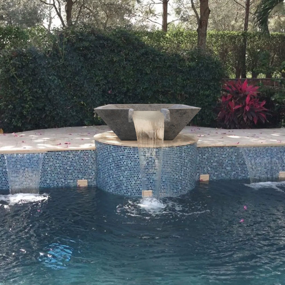 Silver Travertine Natural Stone Pool Square Poolwok with Lip
