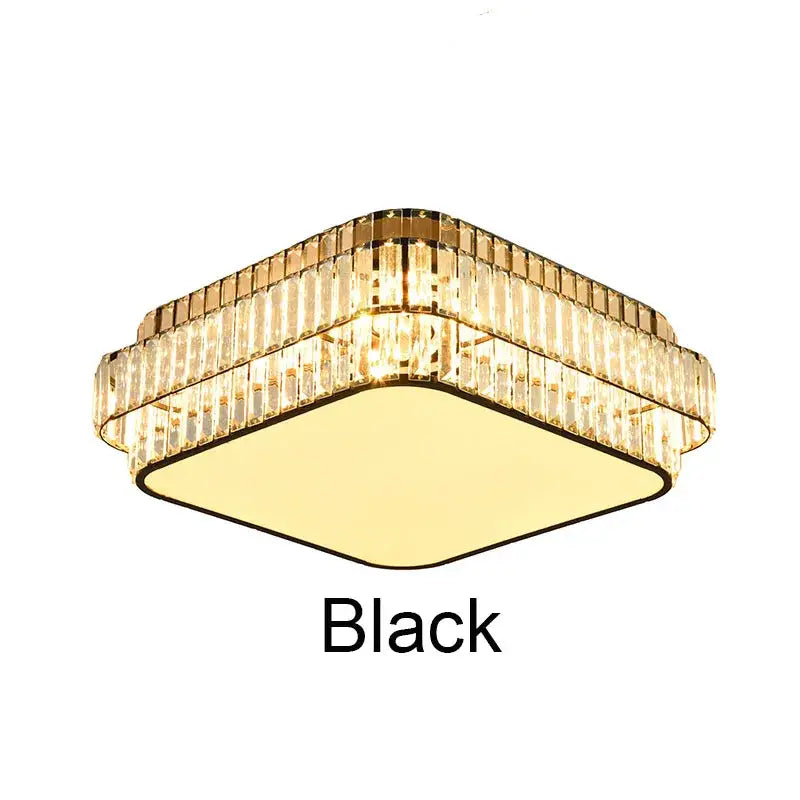 Square gold crystal led ceiling lamp for living room