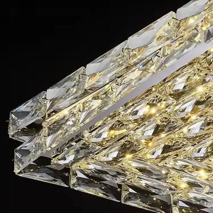Square gold crystal led ceiling lights for living room