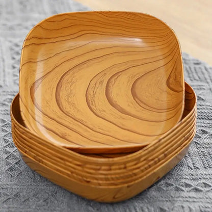 Square imitation wood snack plate dining room serving tray