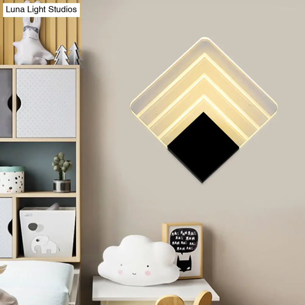 DecorBites™ Square LED Wall Sconce - 5.5/8" Width, Acrylic Light, Aged Silver/Black Finish