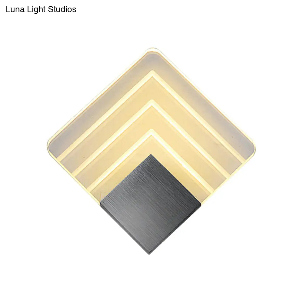 DecorBites™ Square LED Wall Sconce - 5.5/8" Width, Acrylic Light, Aged Silver/Black Finish