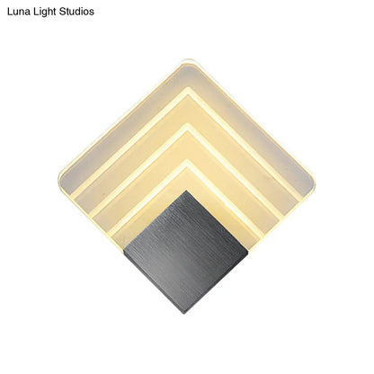 DecorBites™ Square LED Wall Sconce - 5.5/8" Width, Acrylic Light, Aged Silver/Black Finish