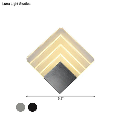 DecorBites™ Square LED Wall Sconce - 5.5/8" Width, Acrylic Light, Aged Silver/Black Finish