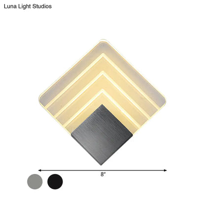 DecorBites™ Square LED Wall Sconce - 5.5/8" Width, Acrylic Light, Aged Silver/Black Finish