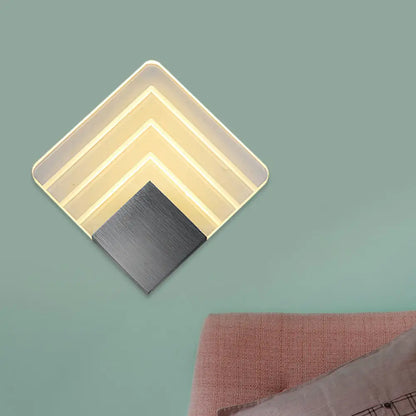 DecorBites™ Square LED Wall Sconce - 5.5/8" Width, Acrylic Light, Aged Silver/Black Finish
